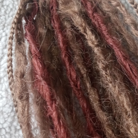 Thin Brown Dreadlock Tie on Ponytail - Picture 8 of 10